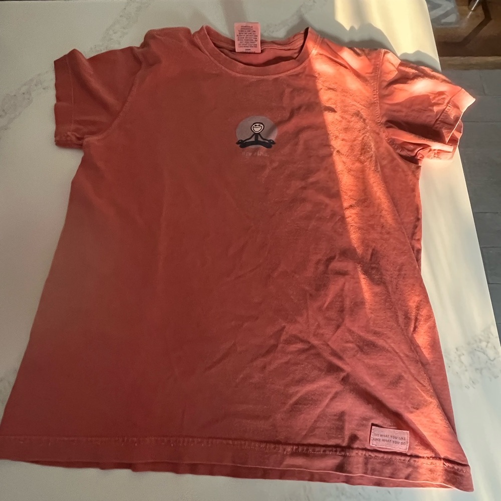 Womens life is good tshirt. Meditation pose with the word breathe. Size small. - Picture 8 of 10